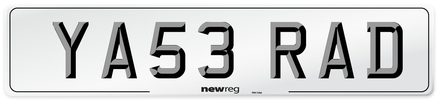 YA53 RAD Number Plate from New Reg